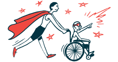 rare disease clinical trial participants | Rett Syndrome News | Illustration of woman in cape pushing child in wheelchair