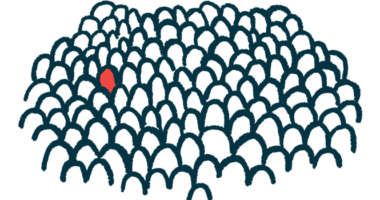 An iIllustration of a single person with a rare disease in a crowd.