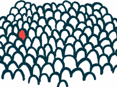 An iIllustration of a single person with a rare disease in a crowd.