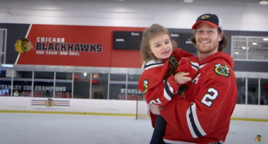 Rett Syndrome News | Former Chicago Blackhawks player Duncan Keith skates with Cammy as part of the team's #WhatsYourGoal campaign in 2015.