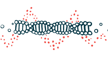 The hallmark double helix of DNA is shown in this illustration.