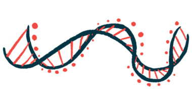 A close-up illustration of a DNA strand highlights its ribbon-like structure.