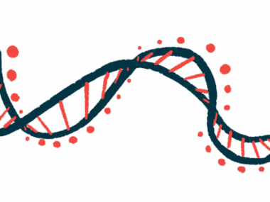 A close-up illustration of a DNA strand highlights its ribbon-like structure.
