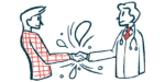 An illustration shows two people shaking hands.