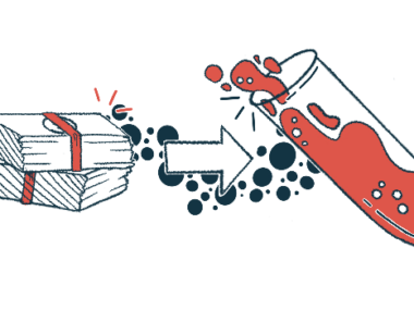 Stacks of money move toward a test tube in this illustration about research funding.