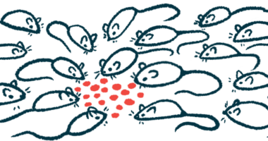 An illustration showing mice gathering around grains on a surface.