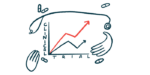 Illustration of line graph labelled 'clinical trial.'