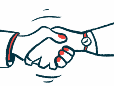 A close-up illustration of two hands clasping in a handshake.