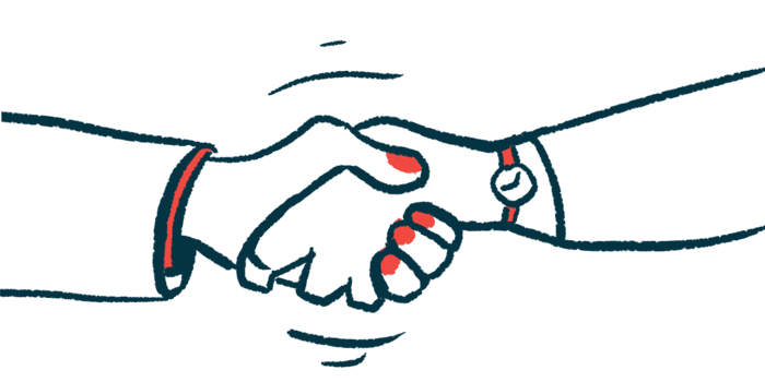 A close-up illustration of two hands clasping in a handshake.