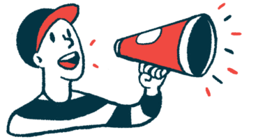 A person makes an announcement using a megaphone.