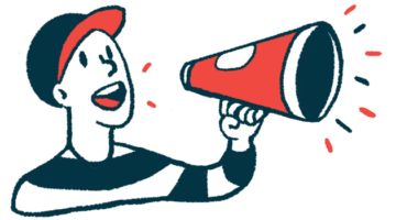 A person makes an announcement using a megaphone.