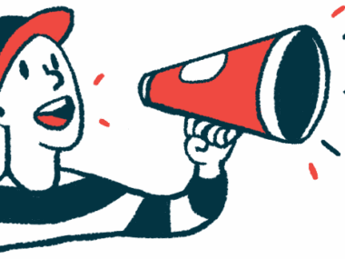 A person makes an announcement using a megaphone.