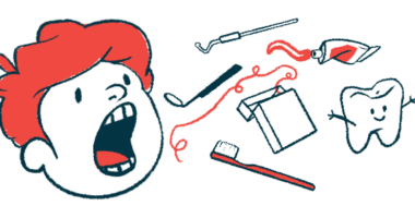 An illustration shows a child with an open mouth and an array of dental implements.