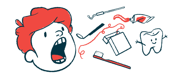 An illustration shows a child with an open mouth and an array of dental implements.