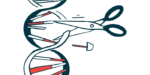 An illustration shows a pair of scissors cutting a gene.