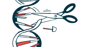 An illustration shows a pair of scissors cutting a gene.