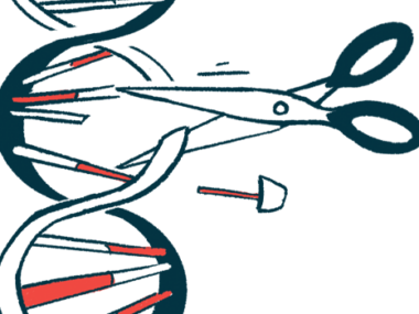 An illustration shows a pair of scissors cutting a gene.
